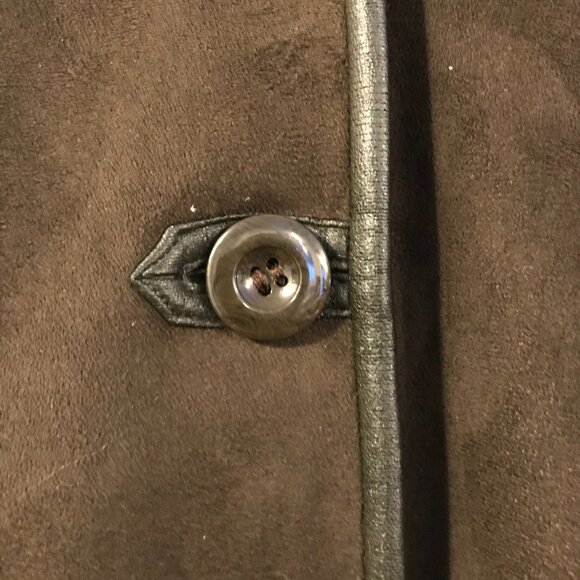 Portrait faux suede and faux fur winter coat maxi women's 16 forest green hood - Picture 5 of 16